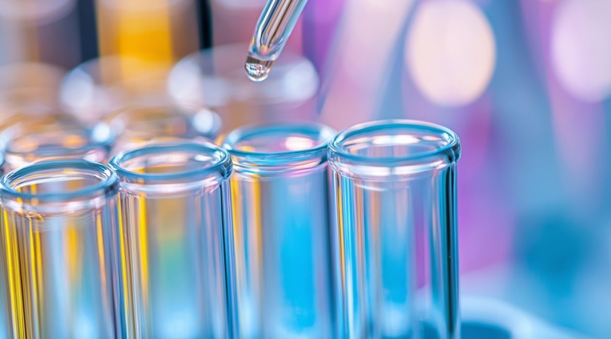 Test tubes being handled in a laboratory setting, representing scientific research and experimentation.